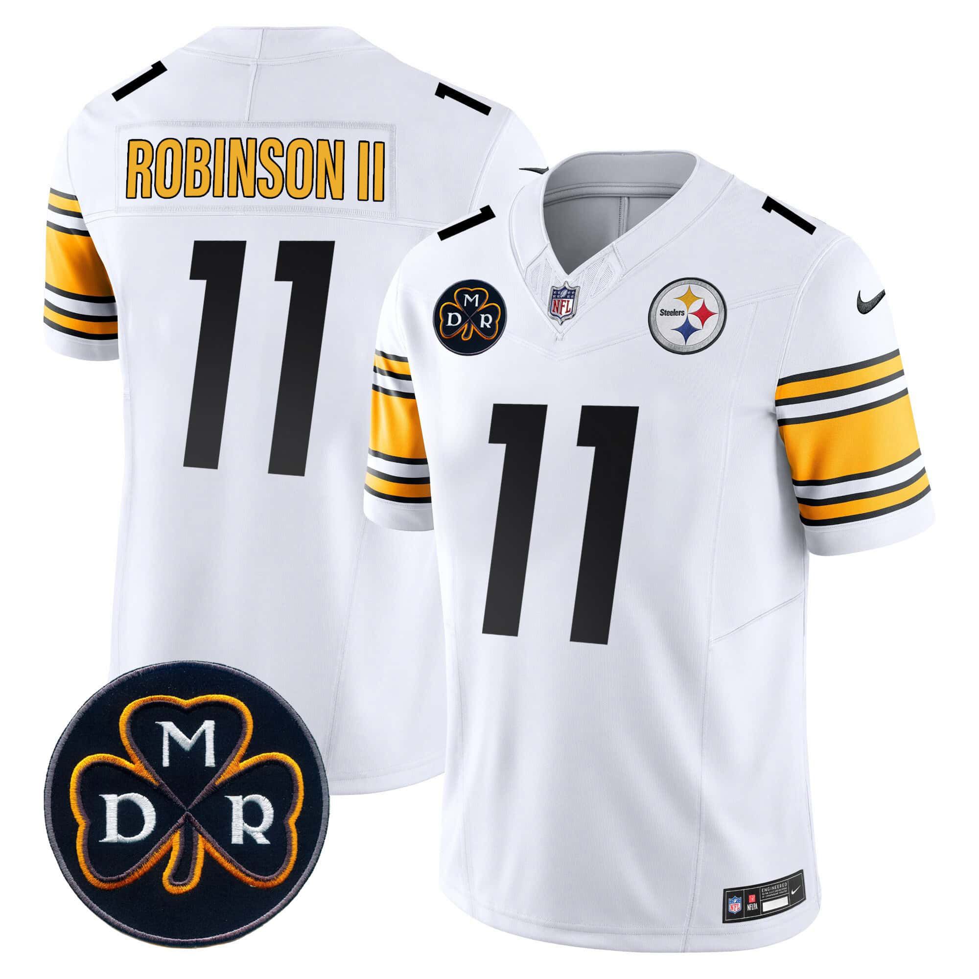 Men Pittsburgh Steelers 11 Robinson ii White 2024 Nike DMR Patch Vapor Limited NFL Jersey